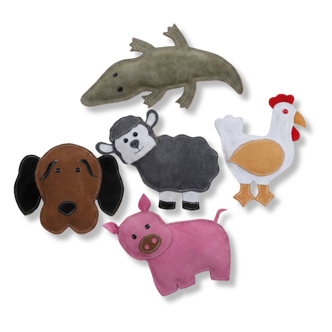 SUEDE ANIMAL DOG TOY | Crocodile